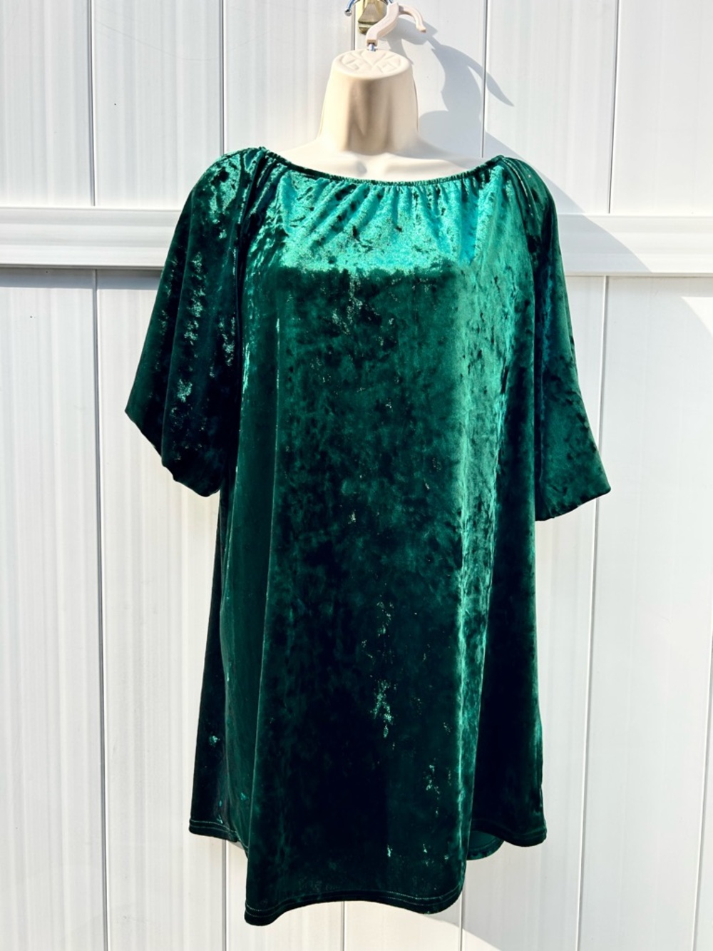 BB Dakota Emerald Green Velvet Puff Sleeve Mini Dress Tunic | Size Medium